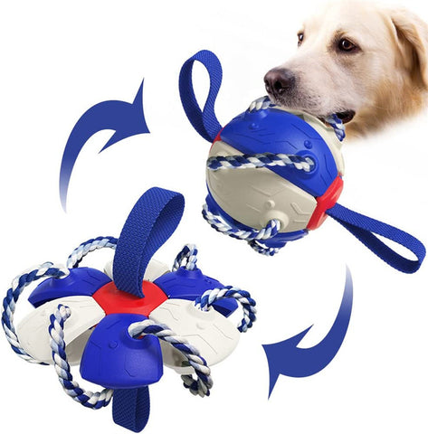 Image of Interactive Dog Football Soccer Ball With Tabs Inflated Training Toy Outdoor Border Collie Balls Pet Products