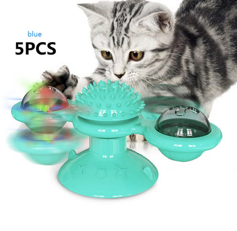 Image of Cat Rotating Windmill Multi-Function Toys Itch Scratching Device Teeth Shining Toy