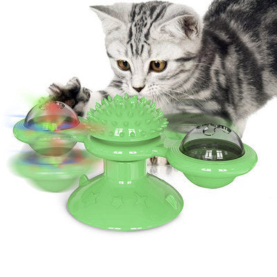 Image of Cat Rotating Windmill Multi-Function Toys Itch Scratching Device Teeth Shining Toy