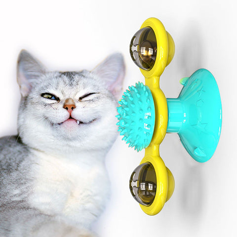 Image of Cat Rotating Windmill Multi-Function Toys Itch Scratching Device Teeth Shining Toy