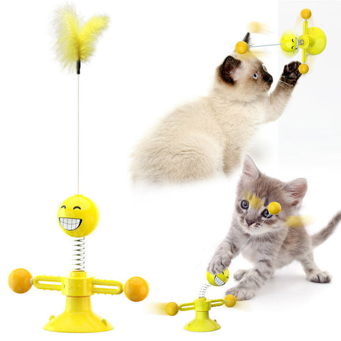 Image of Cat Rotating Windmill Multi-Function Toys Itch Scratching Device Teeth Shining Toy