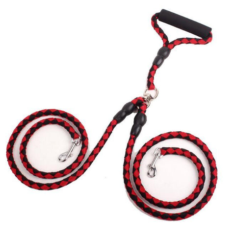 Image of Double-Ended Traction Rope For Walking The Dog Hand-Double-Ended Traction Rope One Plus Two Leash Collar Pet Supplies Dog Collar