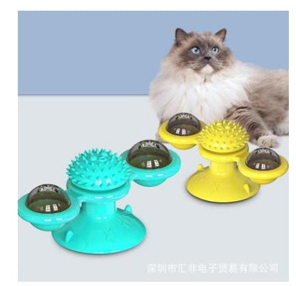 Image of Cat Rotating Windmill Multi-Function Toys Itch Scratching Device Teeth Shining Toy