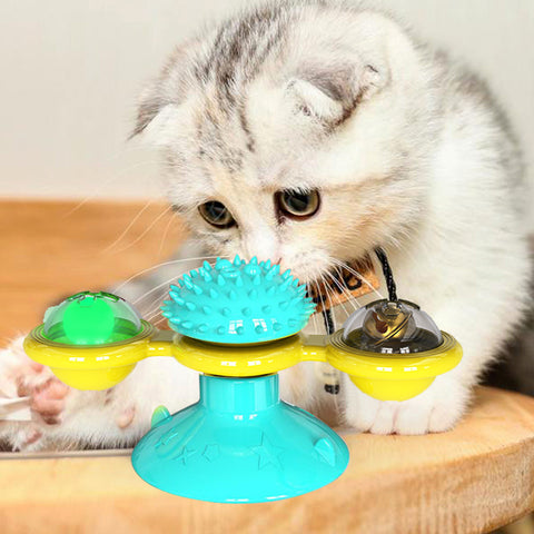 Image of Cat Rotating Windmill Multi-Function Toys Itch Scratching Device Teeth Shining Toy