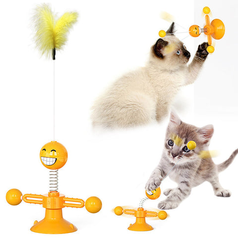 Image of Cat Rotating Windmill Multi-Function Toys Itch Scratching Device Teeth Shining Toy