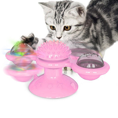 Image of Cat Rotating Windmill Multi-Function Toys Itch Scratching Device Teeth Shining Toy