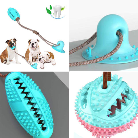 Image of Dog Toys Silicon Suction Cup Tug Interactive Dog Ball Toy For Pet Chew Bite Tooth Cleaning Toothbrush Feeding Pet Supplies