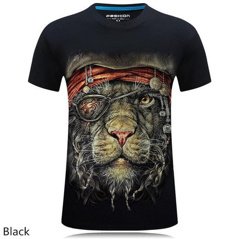 Image of 3D personalized animal print casual large size short-sleeved T-shirt male - Alexecom.com