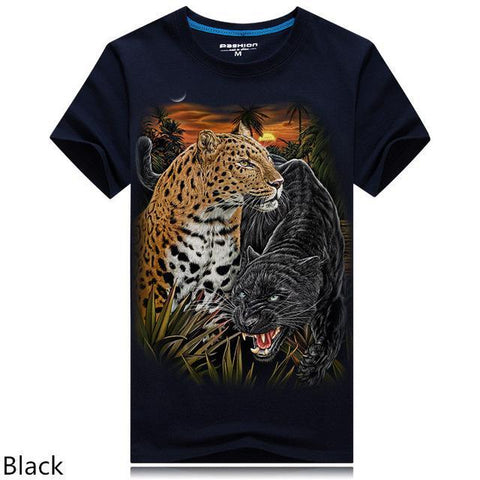 Image of 3D personalized animal print casual large size short-sleeved T-shirt male - Alexecom.com