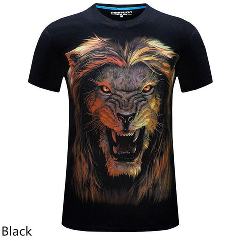 Image of 3D personalized animal print casual large size short-sleeved T-shirt male - Alexecom.com