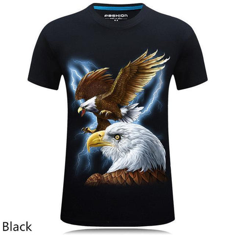 Image of 3D personalized animal print casual large size short-sleeved T-shirt male - Alexecom.com