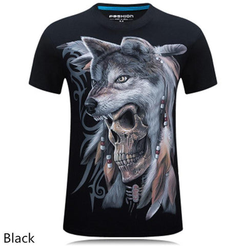 Image of 3D personalized animal print casual large size short-sleeved T-shirt male - Alexecom.com