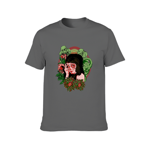 Image of Scary Lady Front and Back Print T-Shirt, Adult Cotton Short Sleeve Tee