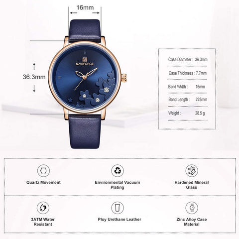 Image of Analog Luxury Genuine Leather Watches for Women with Diamond Waterproof