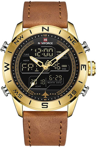 Image of Men's Waterproof Sport Watches Leather Digital Analog