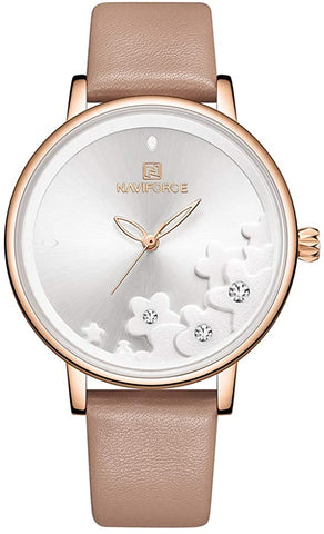 Image of Analog Luxury Genuine Leather Watches for Women with Diamond Waterproof