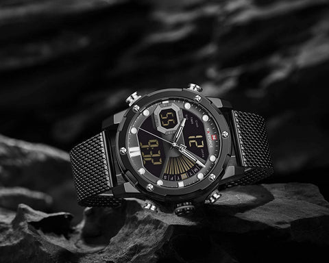 Image of Mens Digital Watches Stainless Steel Mesh Band Sport Waterproof