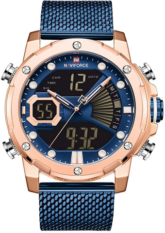 Image of Mens Digital Watches Stainless Steel Mesh Band Sport Waterproof