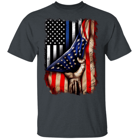 Image of Police flag inside American flag