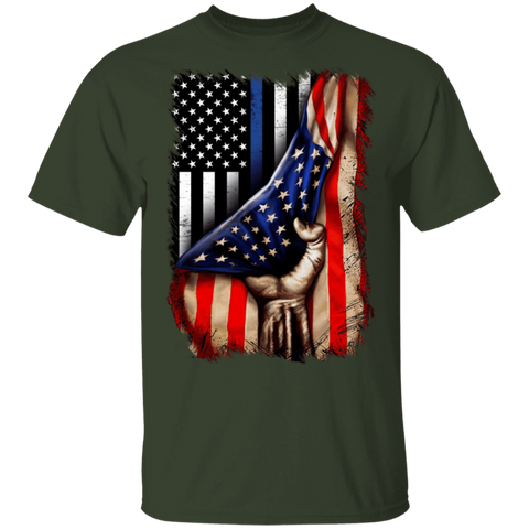 Image of Police flag inside American flag