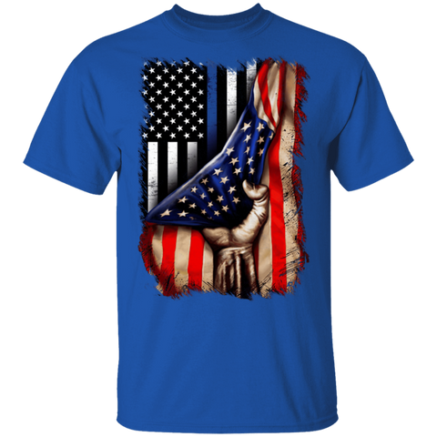 Image of Police flag inside American flag