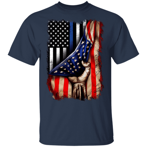 Image of Police flag inside American flag