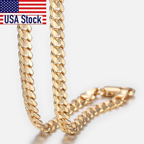 Image of Trendsmax Men's Cuban Link Chain Necklace Gold Filled Chain Necklace Gift For Men Hiphop Wholesale Jewelry 4.5mm 50cm 60cm GN438