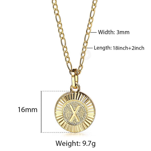 Image of Chic 2pcs Letter Pendants with Figaro Chain Necklace Stainless Steel Link Choker for Men Women Gold Filled Jewelry Gift 18inch