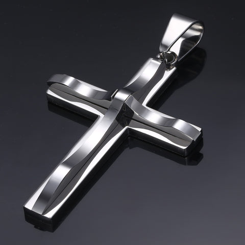 Image of Dropshipping Cross Pendant Necklace For Men Black Gold Silver color Stainless Steel Pendant Necklace Men Hip Hop Jewelry KP52