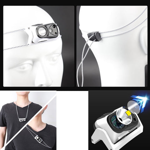 Image of ZK20 Portable Lightweight USB Rechargeable LED Headlamp Sensing headlamps with Adjustable Head Rope for Running