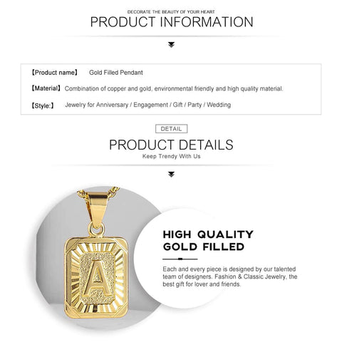 Image of Initial letter Pendant a b c Charm Gold Necklace for Women Men Cuban Link Chain Dropshipping GPM05C