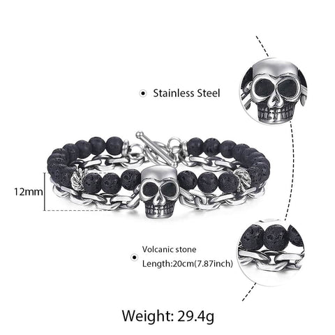 Image of Trendsmax Natural Map Stone Men's Beaded Bracelet for women Stainless Steel Bracelets Male Jewelry Tiger eye 8 9 10 inch DB33