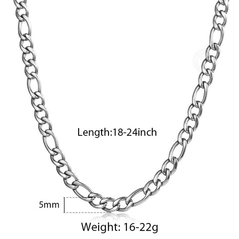 Image of 5/7/9mm Men's Stainless Steel Necklace Figaro Link Chain Choker for Men Women Gold Silver Color Solid Accessories Fashion KNM177