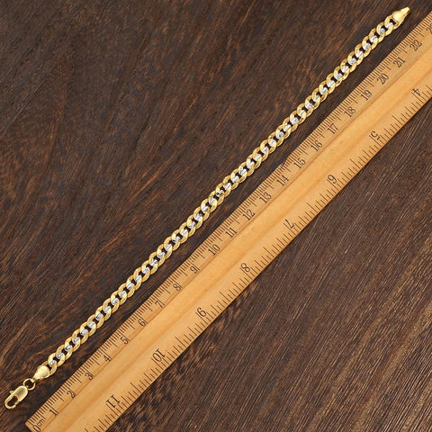 Image of Men's Bracelet 4mm 6mm Cuban Link Chain Yellow Gold Mix Silver Color Bracelet for Women Men fashion 2020 Jewelry Gift GB94A