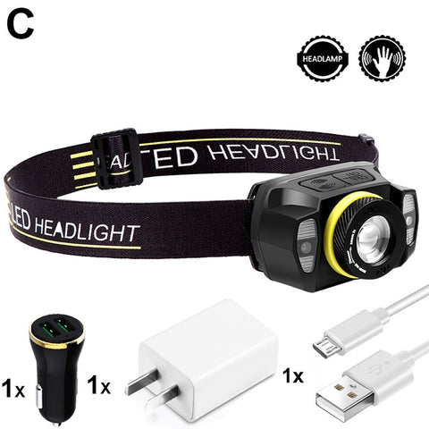 Image of EZK20 5 Modes XPG LED Red Light Headlamp Built-in Battery Headlamp Rotate Zoom USB Sensor Headlight for Running