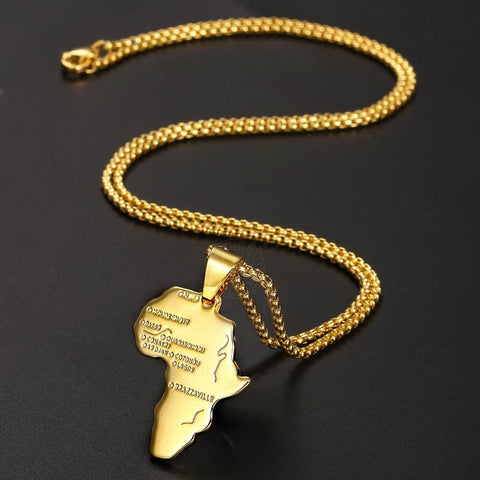 Image of Trendsmax Africa Map Gold Pendant Necklace for Men Women Fashion African Map Pendant Hip Hop Dropshipping Jewelry Ethiopian GP56