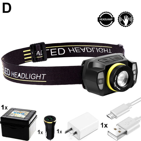 Image of EZK20 5 Modes XPG LED Red Light Headlamp Built-in Battery Headlamp Rotate Zoom USB Sensor Headlight for Running