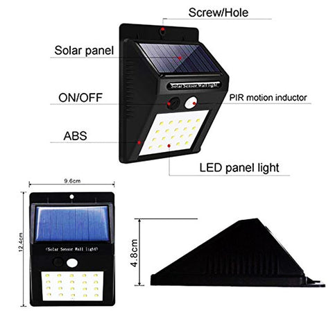 Image of EZK20 Security Solar Lights Wireless Waterproof 20 LED Motion Sensor Outdoor 3 Modes Night Lamp for Yard Garden