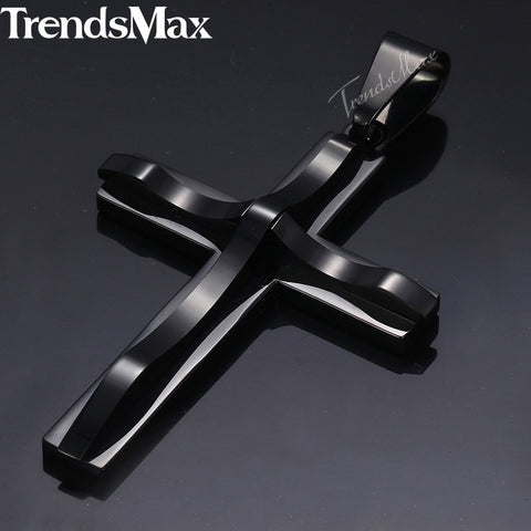 Image of Dropshipping Cross Pendant Necklace For Men Black Gold Silver color Stainless Steel Pendant Necklace Men Hip Hop Jewelry KP52