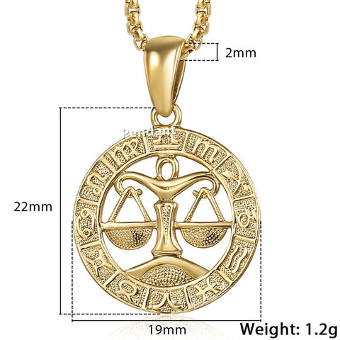 Image of Men's Women's 12 Horoscope Zodiac Sign Gold Pendant Necklace Aries Leo Wholesale Dropshipping 12 Constellations Jewelry GPM24