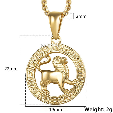 Image of Men's Women's 12 Horoscope Zodiac Sign Gold Pendant Necklace Aries Leo Wholesale Dropshipping 12 Constellations Jewelry GPM24