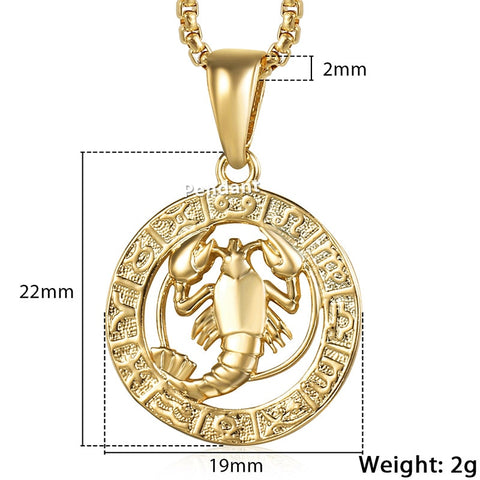 Image of Men's Women's 12 Horoscope Zodiac Sign Gold Pendant Necklace Aries Leo Wholesale Dropshipping 12 Constellations Jewelry GPM24
