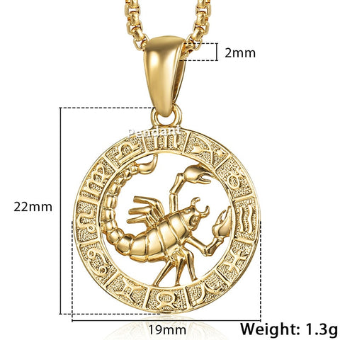 Image of Men's Women's 12 Horoscope Zodiac Sign Gold Pendant Necklace Aries Leo Wholesale Dropshipping 12 Constellations Jewelry GPM24