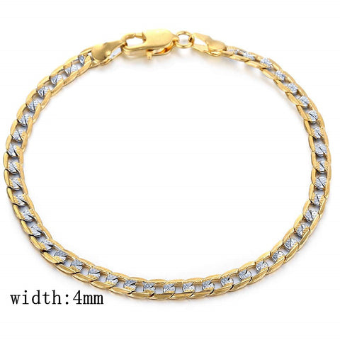 Image of Men's Bracelet 4mm 6mm Cuban Link Chain Yellow Gold Mix Silver Color Bracelet for Women Men fashion 2020 Jewelry Gift GB94A