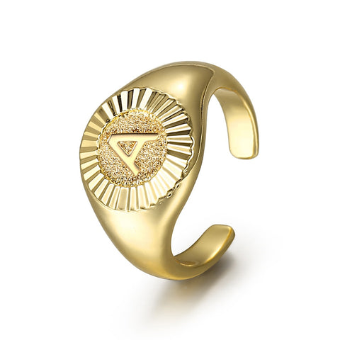 Image of Unique Design 26 Letter Signet Ring for Women Chunky Gold Color Initial Open Finger Rings Female Jewelry Gift Dropshipping GR67A