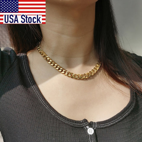 Image of Cuban Link Chain 3 To 11MM Choker Anti Allergy Stainless Steel Necklace for Women Girls Minimalist Jewelry 16inch Dropshipping