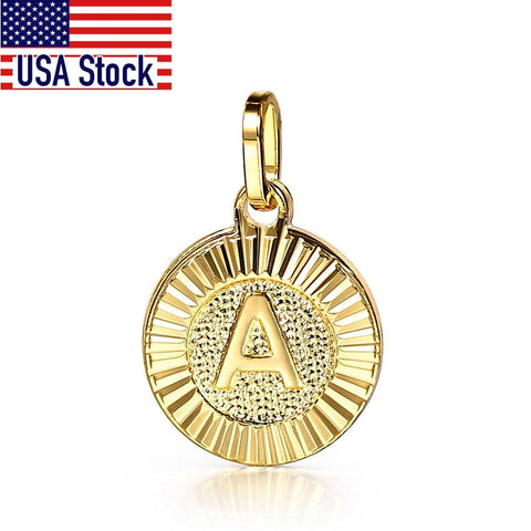 Image of New Initial letter Name Pendant Necklace Gold 26 Letters Round Charm for Women Men Wholesale Pendant Jewelry GP418