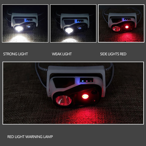 Image of ZK20 Portable Lightweight USB Rechargeable LED Headlamp Sensing headlamps with Adjustable Head Rope for Running