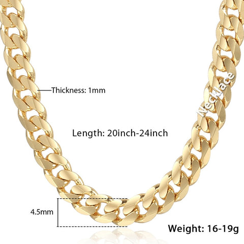 Image of Trendsmax Men's Cuban Link Chain Necklace Gold Filled Chain Necklace Gift For Men Hiphop Wholesale Jewelry 4.5mm 50cm 60cm GN438