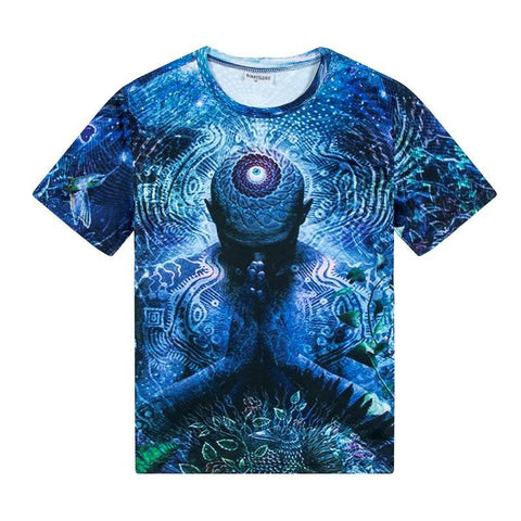 Image of Blue prayer 3D short short sleeves T shirt men's t shirt - Alexecom.com